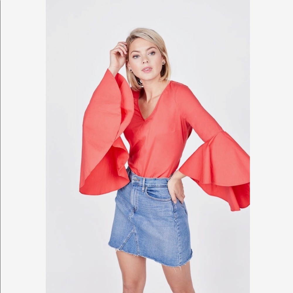 Olivia Culpo Bell sleeve blouse